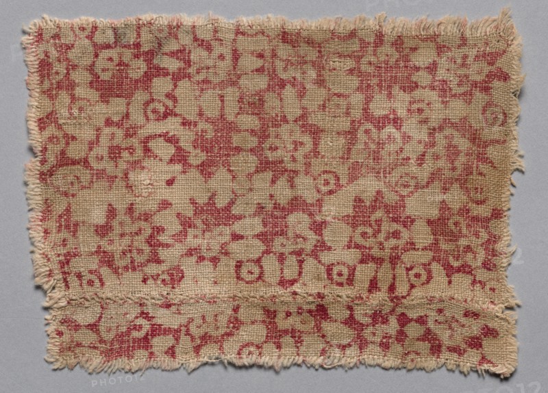 Fragment, 1100s - 1300s. India, 12th-14th century. Woodblock print on cotton; overall: 19.1 x 13.7 cm (7 1/2 x 5 3/8 in.)