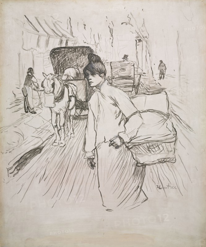 The Laundress, 1888. Henri de Toulouse-Lautrec (French, 1864-1901). Black and gray wash with white paint, scratched away in places; sheet: 75.9 x 63.1 cm (29 7/8 x 24 13/16 in.).