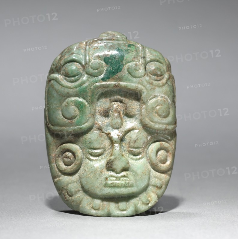 Ornament, 250-900. Mexico or Central America, Maya style (250-900). Greenstone; overall: 6.4 x 4.6 cm (2 1/2 x 1 13/16 in.).