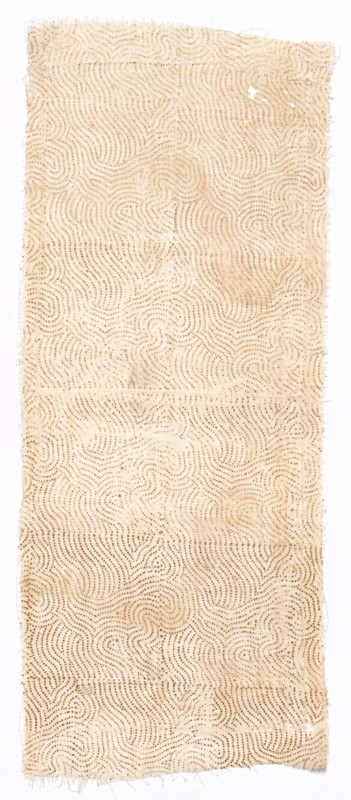 Fragment of Draped Garment worn by Members of the Court for Festive Occasions, 1700s. India, Rajasthan or Northern Deccan, 18th century. Block printed with gold leaf on cotton muslin; overall: 30.5 x 12.2 cm (12 x 4 13/16 in.)
