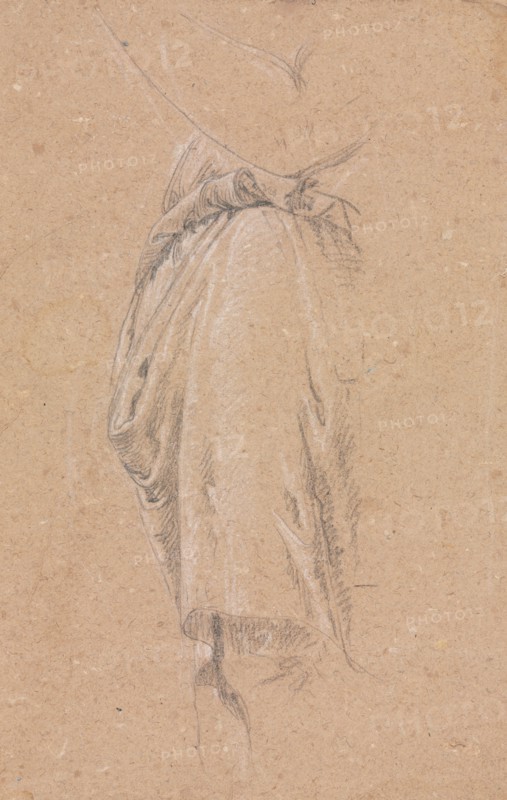 Verona Sketchbook: Drapery study with elbow (page 5), 1760. Francesco Lorenzi (Italian, 1723-1787). Black chalk with white heightening ; sheet: 32 x 23 cm (12 5/8 x 9 1/16 in.).
