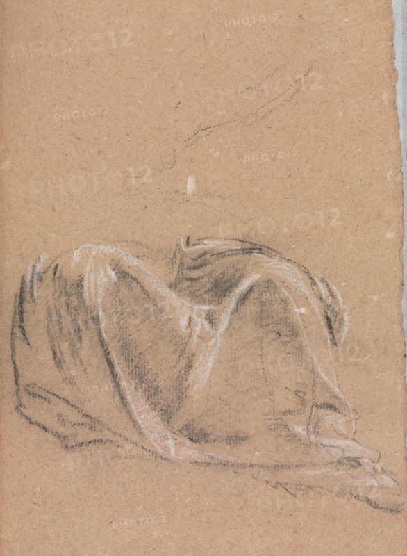 Verona Sketchbook: Drapery study (page 35), 1760. Francesco Lorenzi (Italian, 1723-1787). Black chalk with white heightening ; sheet: 32 x 23 cm (12 5/8 x 9 1/16 in.).