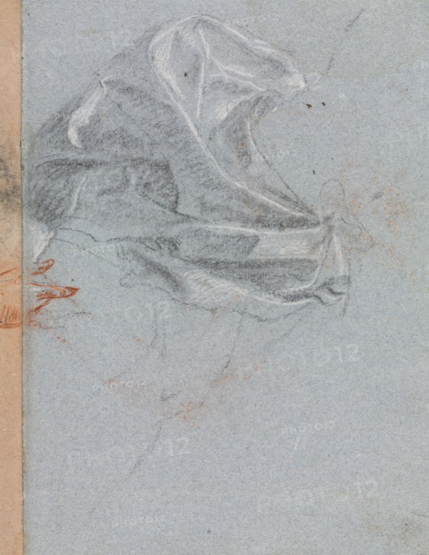 Verona Sketchbook: Drapery study (page 37), 1760. Francesco Lorenzi (Italian, 1723-1787). Black chalk with white heightening ; sheet: 32 x 23 cm (12 5/8 x 9 1/16 in.).