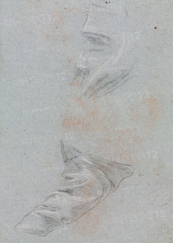 Verona Sketchbook: Drapery study (page 39), 1760. Francesco Lorenzi (Italian, 1723-1787). Black chalk with white heightening ; sheet: 32 x 23 cm (12 5/8 x 9 1/16 in.).