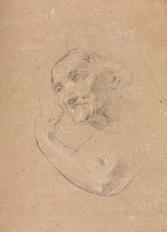 Verona Sketchbook: Head of a woman with left arm (page 13), 1760. Francesco Lorenzi (Italian, 1723-1787). Black chalk with white heightening ; sheet: 32 x 23 cm (12 5/8 x 9 1/16 in.).