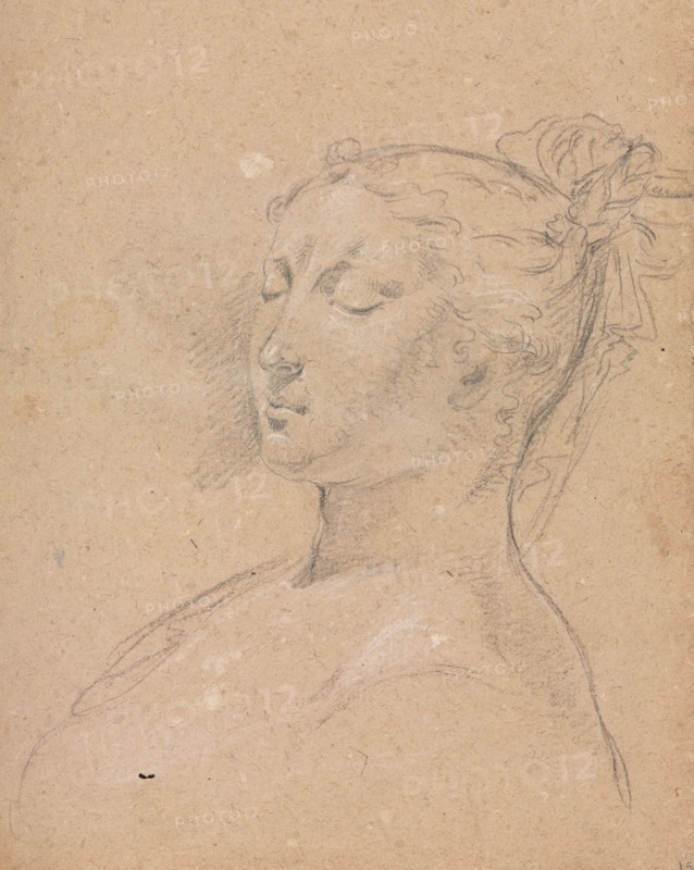 Verona Sketchbook: Woman with closed eyes (page 15), 1760. Francesco Lorenzi (Italian, 1723-1787). Black chalk with white heightening ; sheet: 32 x 23 cm (12 5/8 x 9 1/16 in.).