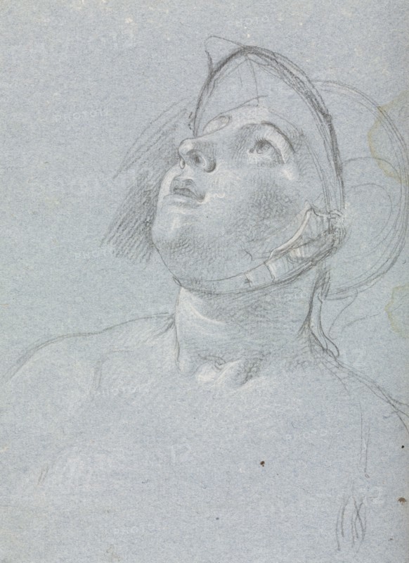 Verona Sketchbook: Soldier (page 96), 1760. Francesco Lorenzi (Italian, 1723-1787). Black chalk with white heightening ; sheet: 32 x 23 cm (12 5/8 x 9 1/16 in.).