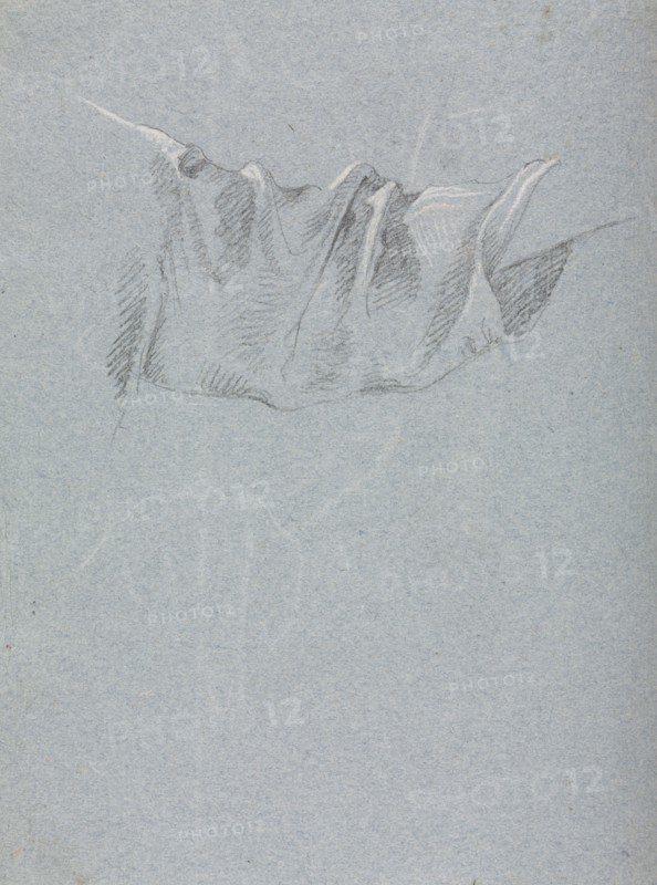 Verona Sketchbook: Drapery study (page 48), 1760. Francesco Lorenzi (Italian, 1723-1787). Black chalk with white heightening ; sheet: 32 x 23 cm (12 5/8 x 9 1/16 in.).