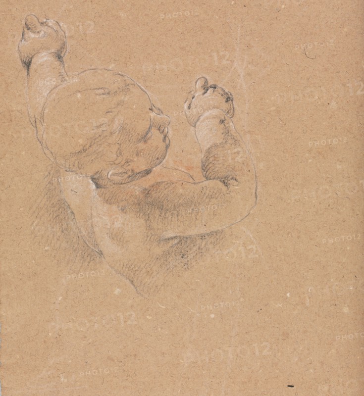 Verona Sketchbook: Putto (page 22), 1760. Francesco Lorenzi (Italian, 1723-1787). Black chalk with white heightening ; sheet: 32 x 23 cm (12 5/8 x 9 1/16 in.).