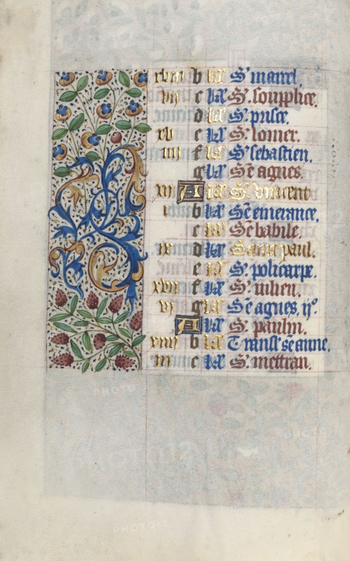 Book of Hours (Use of Rouen): fol. 1v, c. 1470. Master of the Geneva Latini (French, active Rouen, 1460-80). Ink, tempera, and gold on vellum; codex: 19.5 x 13.1 cm (7 11/16 x 5 3/16 in.)