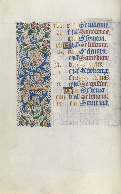 Book of Hours (Use of Rouen): fol. 2v, c. 1470. Master of the Geneva Latini (French, active Rouen, 1460-80). Ink, tempera, and gold on vellum; codex: 19.5 x 13.1 cm (7 11/16 x 5 3/16 in.)