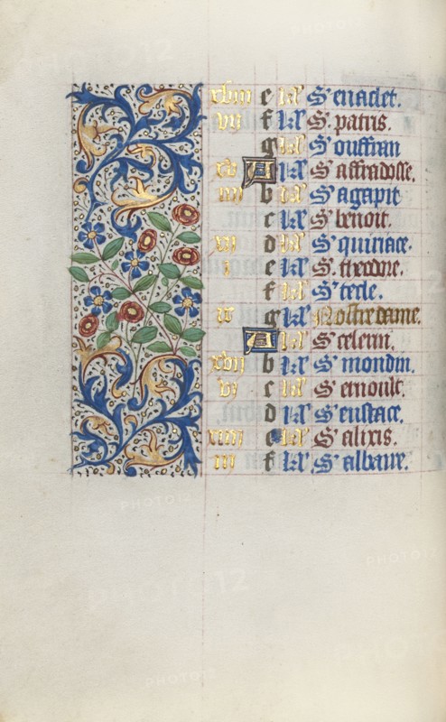 Book of Hours (Use of Rouen): fol. 3v, c. 1470. Master of the Geneva Latini (French, active Rouen, 1460-80). Ink, tempera, and gold on vellum; codex: 19.5 x 13.1 cm (7 11/16 x 5 3/16 in.)