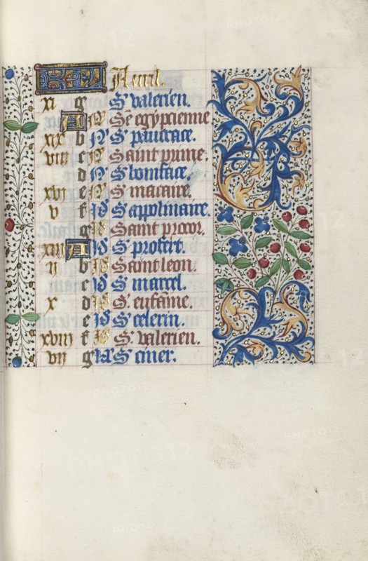 Book of Hours (Use of Rouen): fol. 4r, c. 1470. Master of the Geneva Latini (French, active Rouen, 1460-80). Ink, tempera, and gold on vellum; codex: 19.5 x 13.1 cm (7 11/16 x 5 3/16 in.).