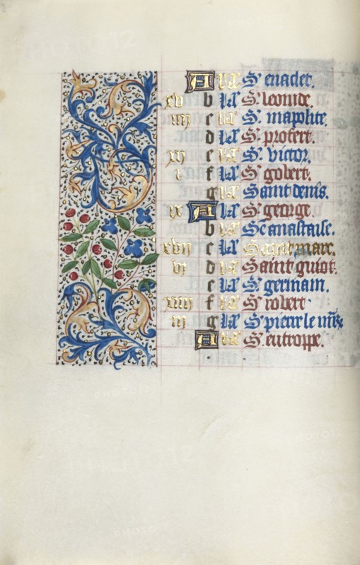 Book of Hours (Use of Rouen): fol. 4v, c. 1470. Master of the Geneva Latini (French, active Rouen, 1460-80). Ink, tempera, and gold on vellum; codex: 19.5 x 13.1 cm (7 11/16 x 5 3/16 in.).