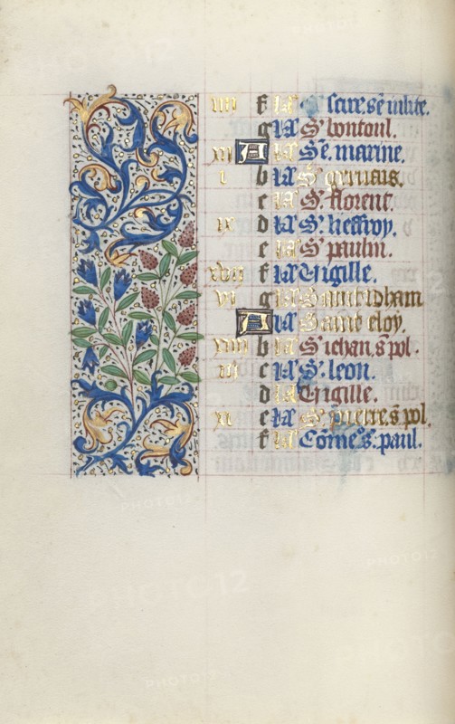 Book of Hours (Use of Rouen): fol. 6v, c. 1470. Master of the Geneva Latini (French, active Rouen, 1460-80). Ink, tempera, and gold on vellum; codex: 19.5 x 13.1 cm (7 11/16 x 5 3/16 in.).