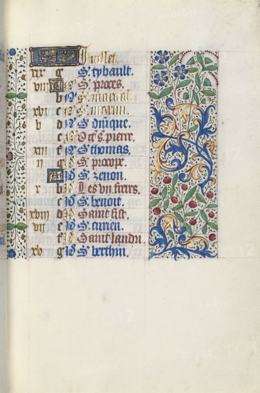 Book of Hours (Use of Rouen): fol. 7r, c. 1470. Master of the Geneva Latini (French, active Rouen, 1460-80). Ink, tempera, and gold on vellum; codex: 19.5 x 13.1 cm (7 11/16 x 5 3/16 in.)