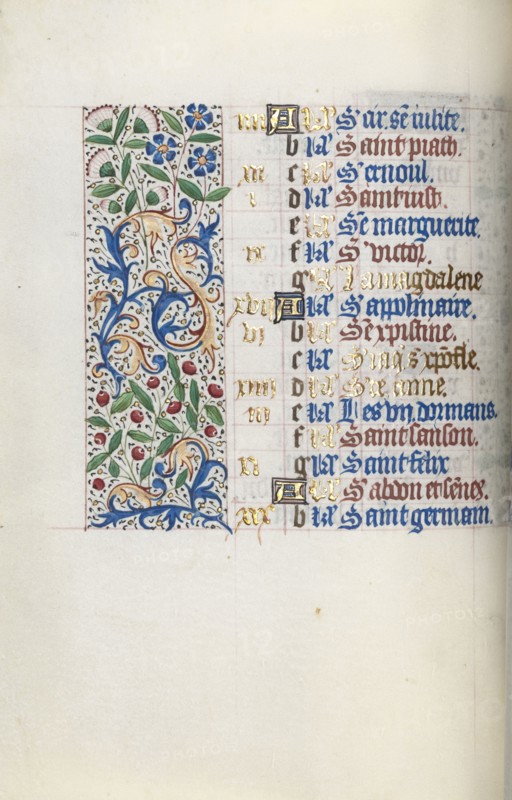 Book of Hours (Use of Rouen): fol. 7v, c. 1470. Master of the Geneva Latini (French, active Rouen, 1460-80). Ink, tempera, and gold on vellum; codex: 19.5 x 13.1 cm (7 11/16 x 5 3/16 in.).