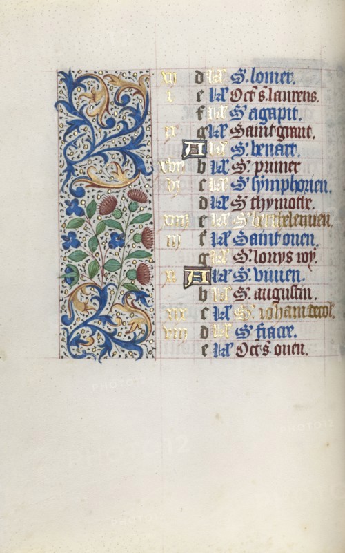 Book of Hours (Use of Rouen): fol. 8v, c. 1470. Master of the Geneva Latini (French, active Rouen, 1460-80). Ink, tempera, and gold on vellum; codex: 19.5 x 13.1 cm (7 11/16 x 5 3/16 in.)