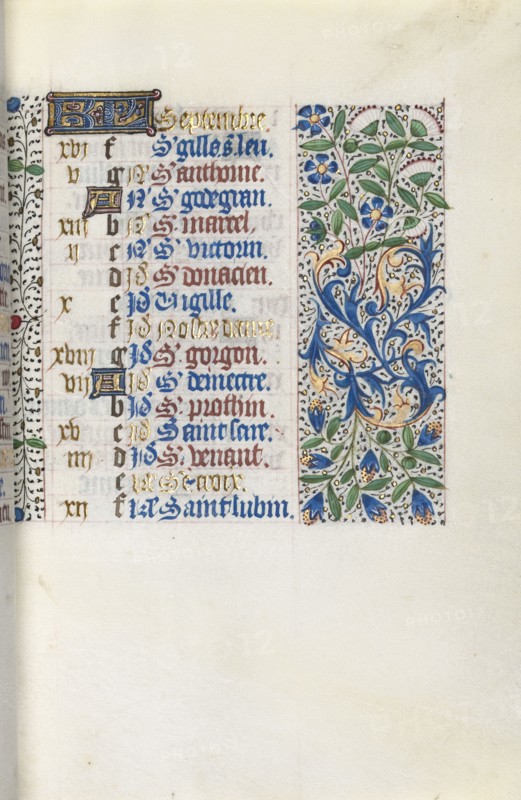 Book of Hours (Use of Rouen): fol. 9r, c. 1470. Master of the Geneva Latini (French, active Rouen, 1460-80). Ink, tempera, and gold on vellum; codex: 19.5 x 13.1 cm (7 11/16 x 5 3/16 in.).