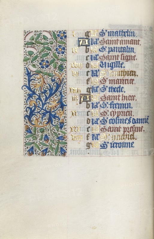 Book of Hours (Use of Rouen): fol. 9v, c. 1470. Master of the Geneva Latini (French, active Rouen, 1460-80). Ink, tempera, and gold on vellum; codex: 19.5 x 13.1 cm (7 11/16 x 5 3/16 in.).