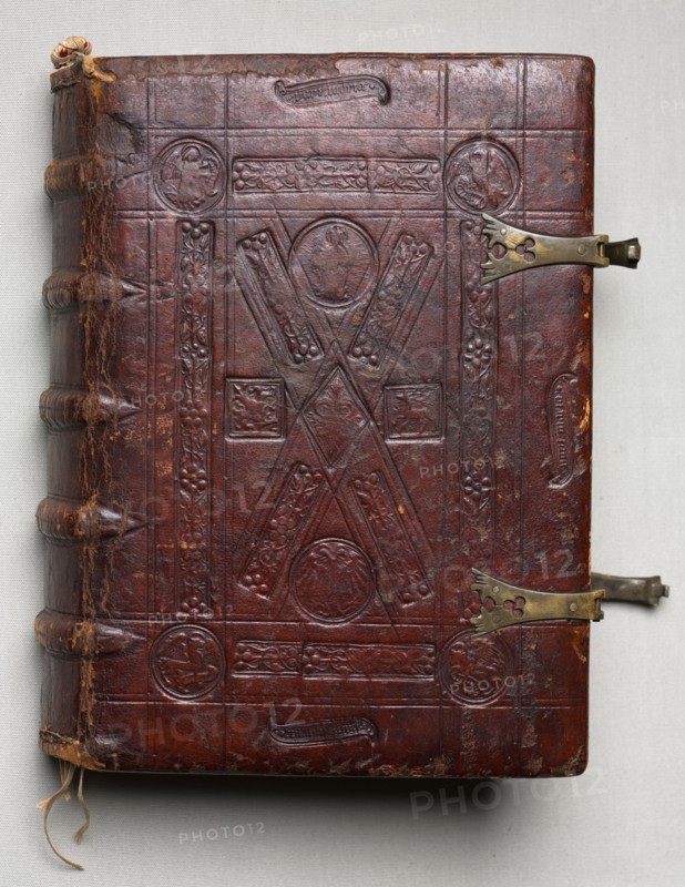Gospel Book with Evangelist Portraits, c. 1480. Hausbuch Master (German). Ink, tempera, and gold on vellum; original blind stamped leather binding; codex: 23.7 x 18.4 x 5.4 cm (9 5/16 x 7 1/4 x 2 1/8 in.).