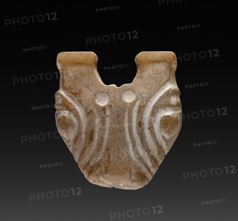 Bovine Mask with Capped Horns, 14th-10th Century BC. China, Shang dynasty (c.1600-c.1046 BC) - Western Zhou dynasty (c.1046-771 BC). Jade ; overall: 1.9 cm (3/4 in.).
