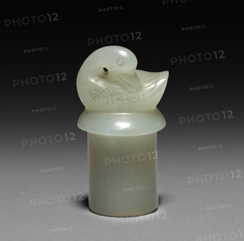Goose and Goslings (Stopper), 1700s. China, Qing dynasty (1644-1911). Jade; overall: 5.2 cm (2 1/16 in.).