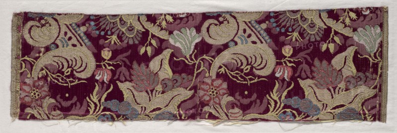Length of Textile, c. 1700. France or Italy, early 18th century, period of Louis XIV (1643-1715). Brocade; silk, gold and silver threads; overall: 17.5 x 57 cm (6 7/8 x 22 7/16 in.)