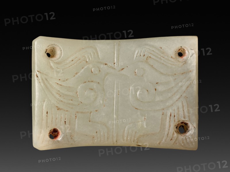 Plaque with Paired Birds for Belt or Shroud, 11th-10th Century BC. China, Western Zhou dynasty (c. 1046-771 BC). Jade             ; overall: 2.5 x 3.7 cm (1 x 1 7/16 in.).
