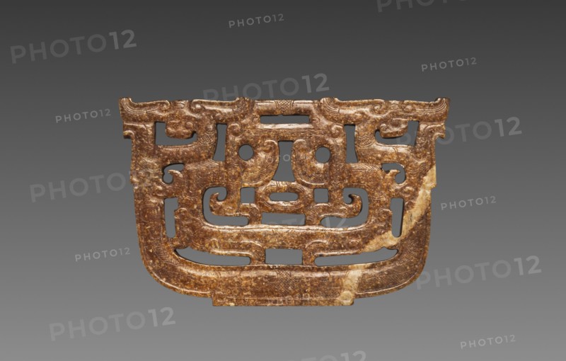 Plaque with Openwork Interlaced Dragons and Birds, 475-221 BC. China, Warring States period (475-221 BC). Jade (nephrite); overall: 4.8 x 7.5 cm (1 7/8 x 2 15/16 in.).