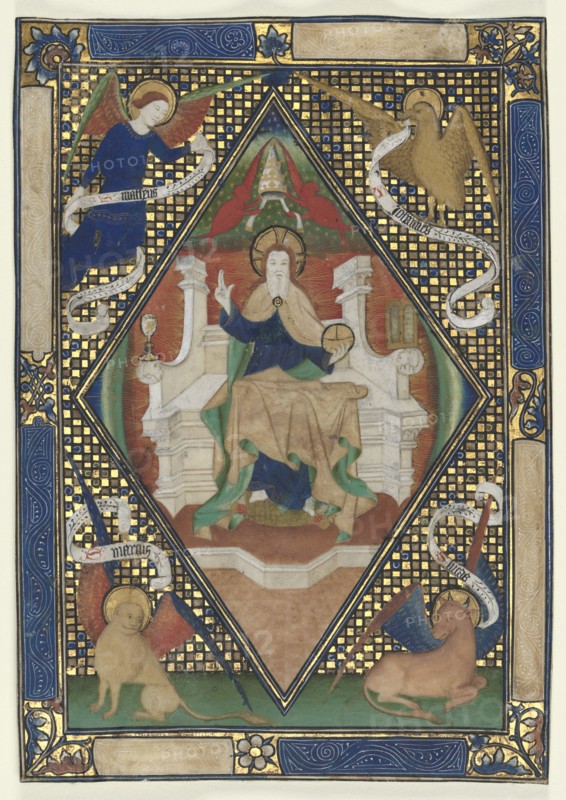 Canon Page from a Missal: Christ in Majesty with Evangelists, c. 1410. France, Northeastern(?), 15th century. Ink, tempera, and gold on parchment; sheet: 20.9 x 14.6 cm (8 1/4 x 5 3/4 in.)