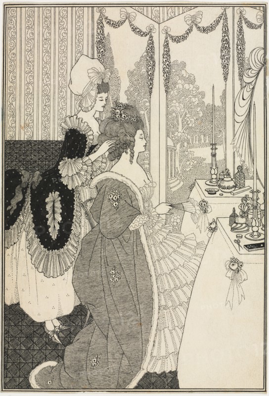 The Toilet, from The Rape of the Lock by Alexander Pope, c. 1895-1896. Aubrey Beardsley (British, 1872-1898). Pen and black ink with traces of graphite underdrawing; sheet: 25.6 x 17.4 cm (10 1/16 x 6 7/8 in.).