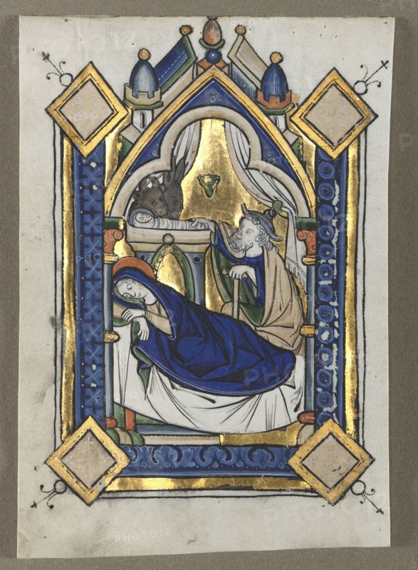 Leaf Excised from a Psalter: The Nativity, c. 1260. Flanders, Liège(?), 13th century. Tempera and burnished gold on vellum; sheet: 12.5 x 8.6 cm (4 15/16 x 3 3/8 in.)