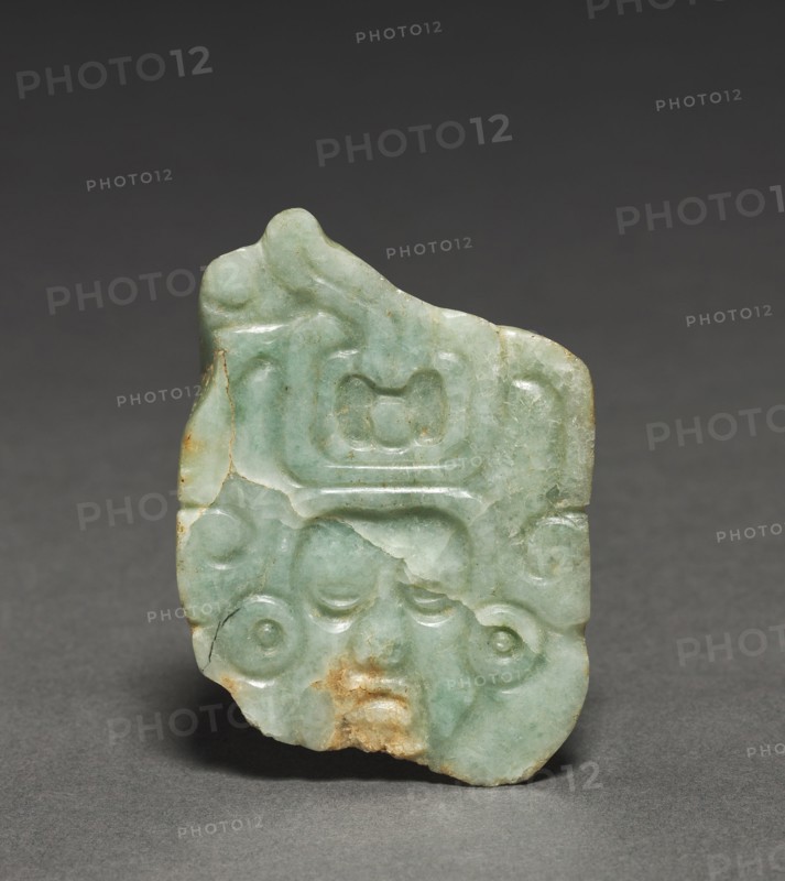 Pendant, 250-900. Maya. Jadeite; overall: 6.1 x 4.2 cm (2 3/8 x 1 5/8 in.).