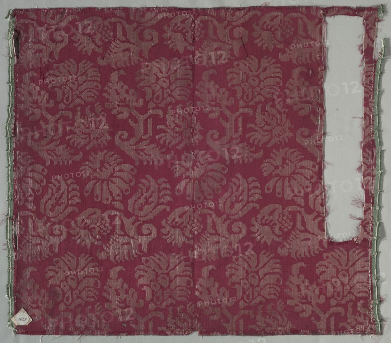 Two Lengths of Silk Damask, 1600s. Italy, 17th century. Damask, silk; overall: 49.8 x 58.5 cm (19 5/8 x 23 1/16 in.)