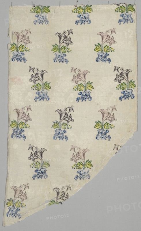 Length of Textile, 1723-1774. France, 18th century, Period of Louis XV (1723-1774). Plain cloth, brocaded; silk; overall: 96.5 x 56.2 cm (38 x 22 1/8 in.)
