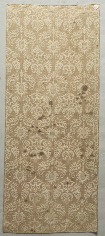 Silk and Linen Fragment, 17th century. Spain, 17th century. Fancy satin (damask): silk and linen; average: 104.1 x 43.2 cm (41 x 17 in.)