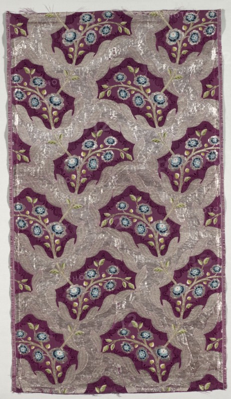 Length of Textile, 1723-1774. France, 18th century, Period of Louis XV (1723-1774). Brocade; silk and metal; overall: 92.4 x 56.2 cm (36 3/8 x 22 1/8 in.)