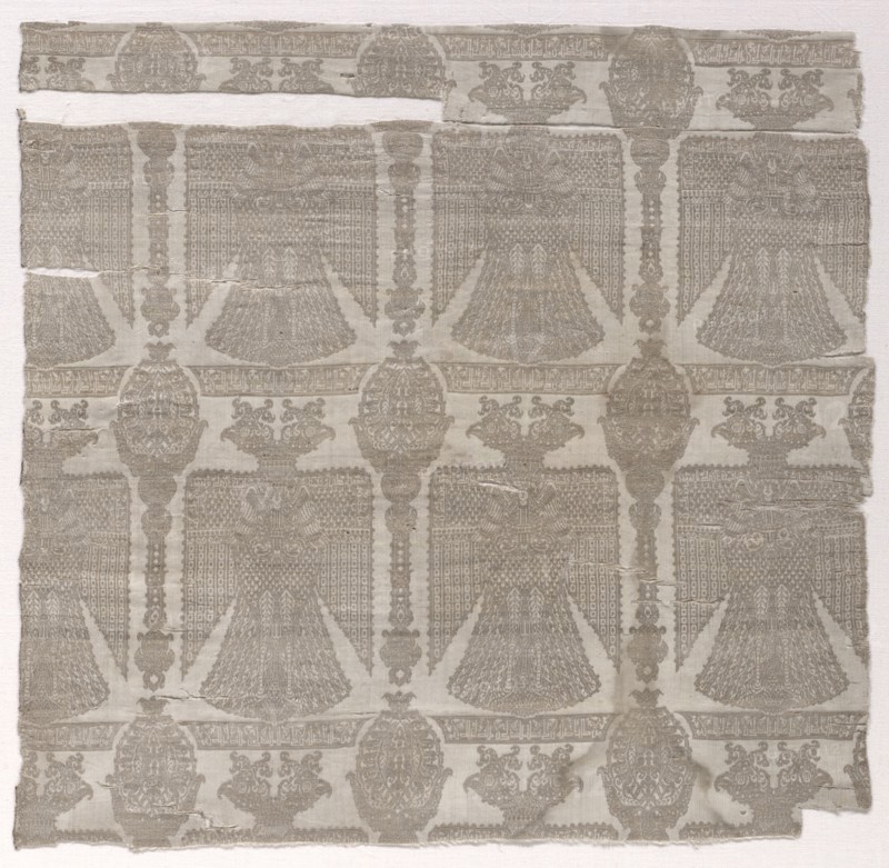 Fragment with Double-Headed "Simurgh"-Eagles, 900s - 1000s. Iran or Iraq, 10th-11th century. Lampas weave, silk; overall: 47.6 x 49.5 cm (18 3/4 x 19 1/2 in.)