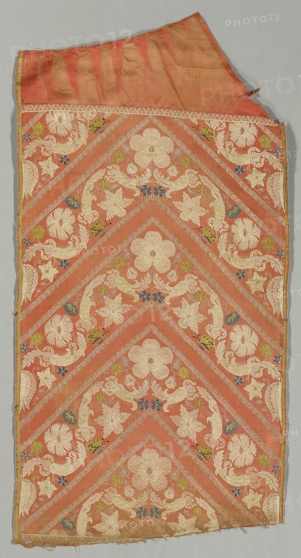 Silk Fragment, 18th century. Spain, 18th century. Plain compound satin, brocaded: silk; average: 109.2 x 57.2 cm (43 x 22 1/2 in.).