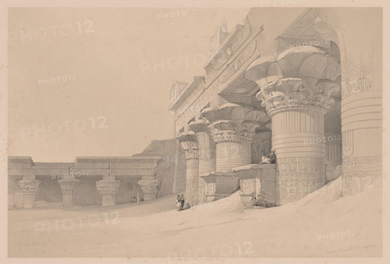 Egypt and Nubia:  Volume I - No. 10, Edfou, 1838. Louis Haghe (British, 1806-1885). Color lithograph