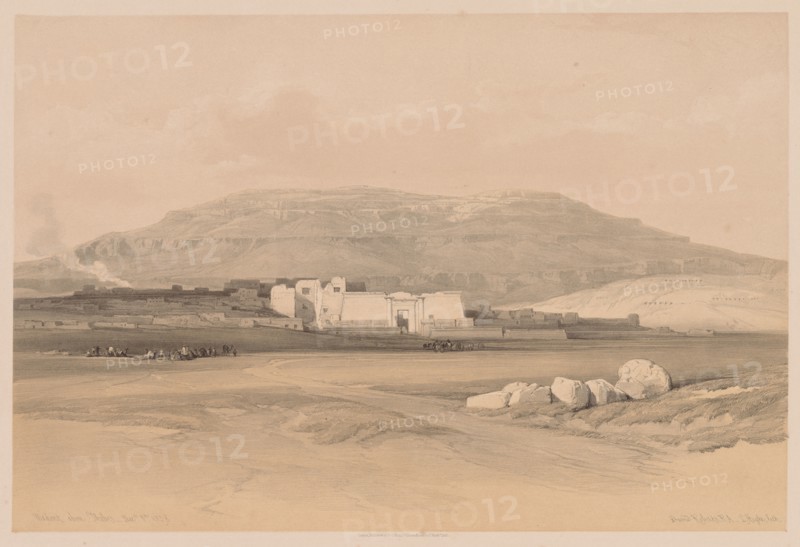 Egypt and Nubia:  Volume II - No. 20, Medinet Abou, Thebes, 1838. Louis Haghe (British, 1806-1885). Color lithograph