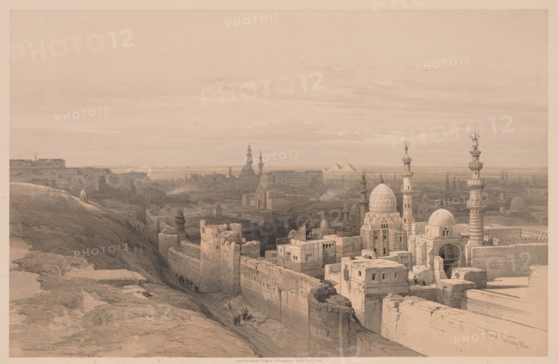 Egypt and Nubia:  Volume III - No. 26, Cairo, Looking West, 1838. Louis Haghe (British, 1806-1885). Color lithograph
