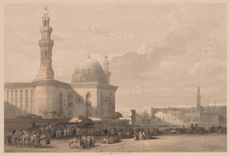 Egypt and Nubia:  Volume III - No. 38, Mosque of Sultan Hassan from the Great Square of the Rameyleh, 1838. Louis Haghe (British, 1806-1885). Color lithograph