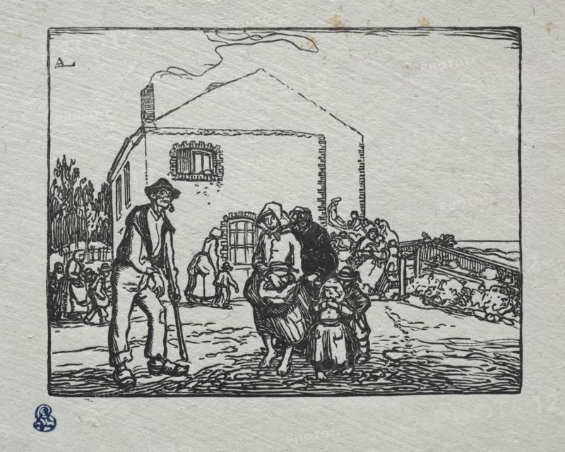 The Beggars at the Last House, 1905. Auguste Louis Lepère (French, 1849-1918). Woodcut