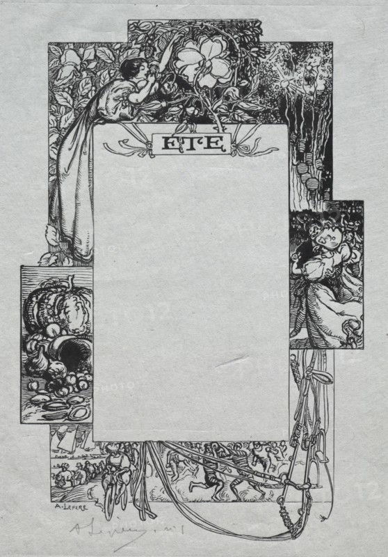 Paris Almanac, 1897:  Decorative Border, Summer, 1897. Auguste Louis Lepère (French, 1849-1918). Wood engraving