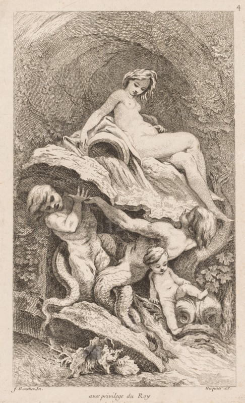 Book of Fountains:  No. 4, c. 1736. Gabriel Huquier (French, 1695-1772), after François Boucher (French, 1703-1770). Etching; sheet: 35.5 x 25.9 cm (14 x 10 3/16 in.); platemark: 27.1 x 17.3 cm (10 11/16 x 6 13/16 in.)