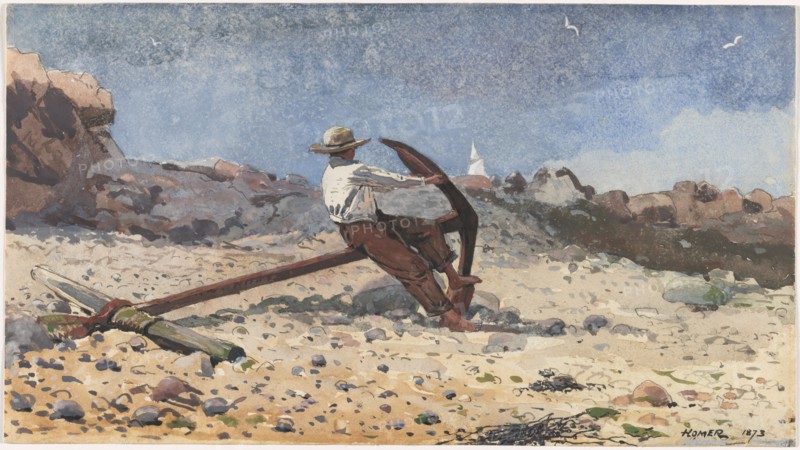 Boy with Anchor, 1873. Winslow Homer (American, 1836-1910). Watercolor and gouache with graphite; sheet: 19.4 x 34.9 cm (7 5/8 x 13 3/4 in.).