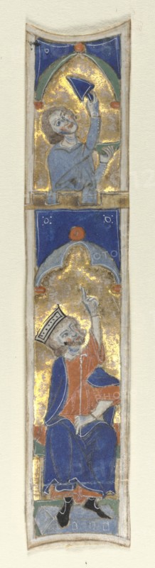 Historiated Initial (I) Excised from a Bible, 1200s. Italy, 13th century. Tempera and gold on parchment; sheet: 11.2 x 2.3 cm (4 7/16 x 7/8 in.)