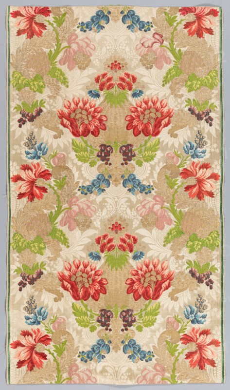 Length of Textile, early 1700s. France or Italy, early 18th century. Brocade on satin; overall: 94.5 x 54.8 cm (37 3/16 x 21 9/16 in.)